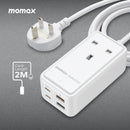 Momax OnePlug 65W GaN Extension Cord with USB - White