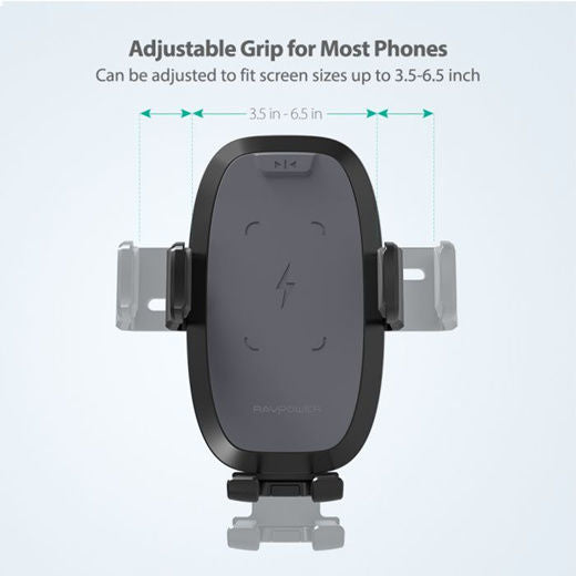 Ravpower Wireless charging Car Holder with Clip Mount - Black