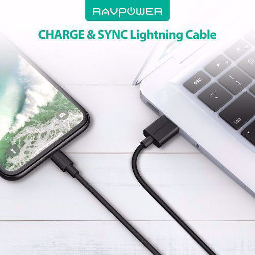 Ravpower Lightning Cable Charge&Sync 1M - Black      راف باور كيبل شحن لايتنينج 1 متر - أسود