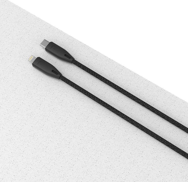 Powerology Braided USB-C to Lightning Cable 1.2M - Black