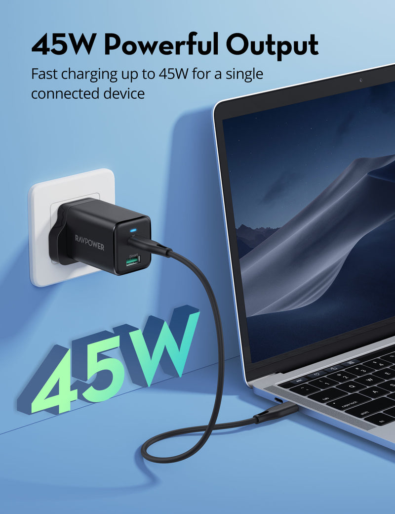 Ravpower Wall Charger 2-Port PD 45W - Black