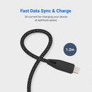 Powerology iPhone Charging Cable, [Apple MFi Certified] braided USB-A To Lightning Cable 1.2 meter / 4 feet  (Black)