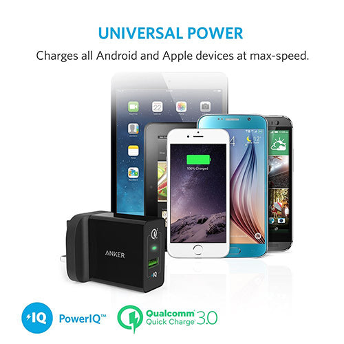 Anker PowerPort+ 1 with QC3.0 and IQ -Black