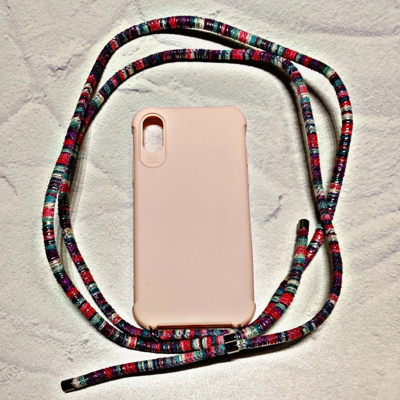 Straps for iPhone (Crosss/الرقبة) مع حالة اللون الوردي الملونة