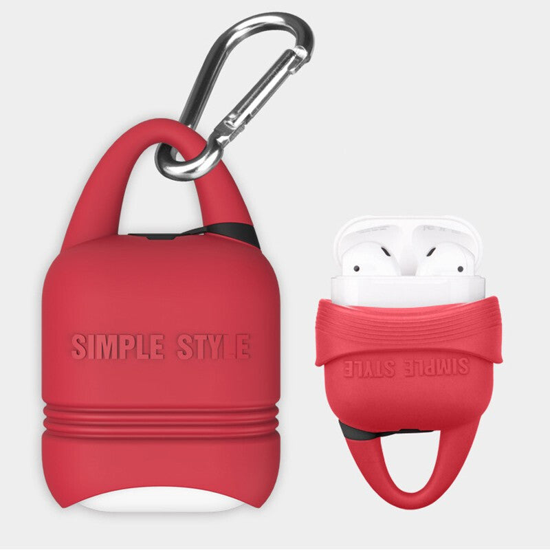 ISMILE Simple Style Anti-lost Silicone Gel Protective Cover for Apple AirPods with Charging Case - Red