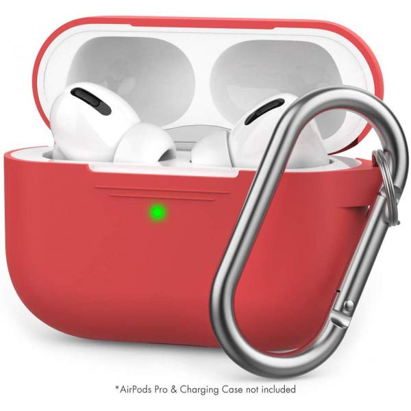 AhaStyle Full Cover Silicone Keychain Case for AirPods Pro - Red