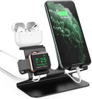 AhaStyle 3 in 1 Aluminum  Stand  For Smart  Phone AirPods and Apple Watch (Black)