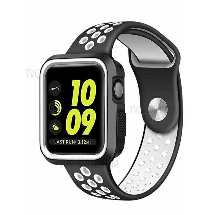 ISMILE Whirlwind Series Bi-color Silicone Watch Strap for Apple Watch 44/mm 42mm – Black / White