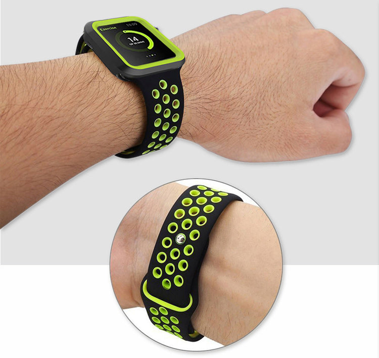 ISMILE Whirlwind Series Bi-color Silicone Watch Strap for Apple Watch 44/mm 42mm -Black&Green