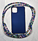 Straps for iPhone (Crosss/الرقبة) مع لون الحالة الأزرق الغامق الملون