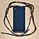 Straps for iPhone (Crosss/الرقبة) مع لون الحالة الأزرق الغامق الملون