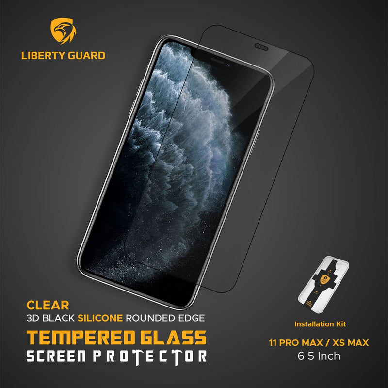 Liberty GuardiPhone 11 Pro Max, 3D Black Silicon Rounded Edge Screen Protector  Anti Shock & Anti Impact - Black