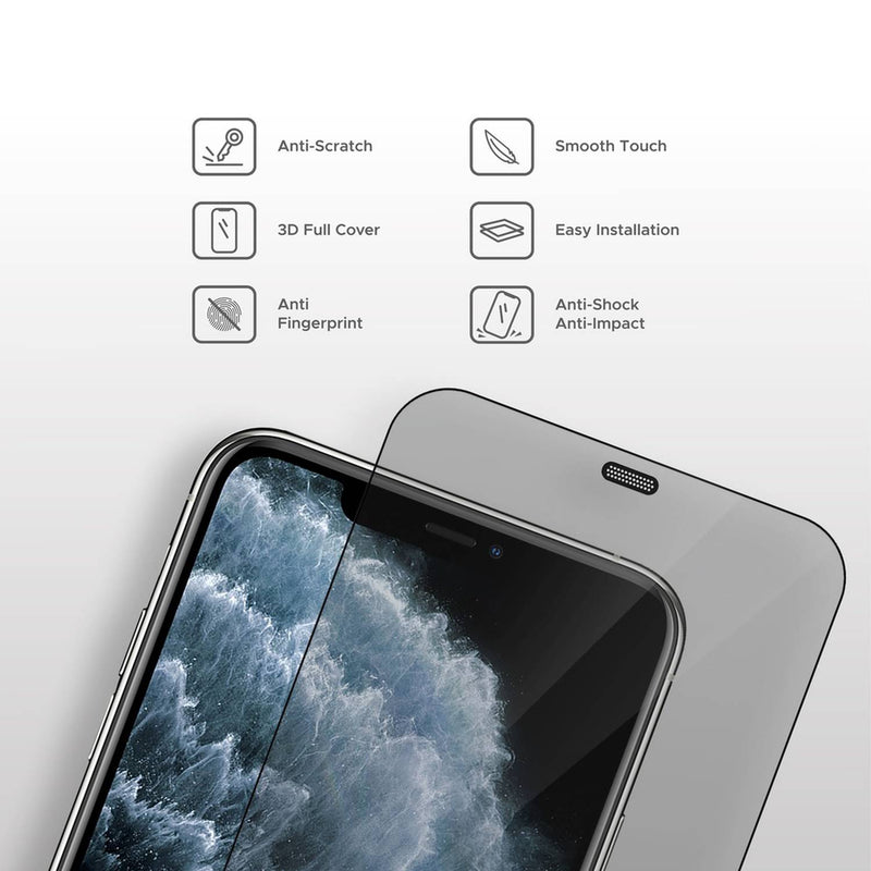 Liberty GuardiPhone 11 Pro Max, 3D Black Silicon Rounded Edge Screen Protector  Anti Shock & Anti Impact - Black