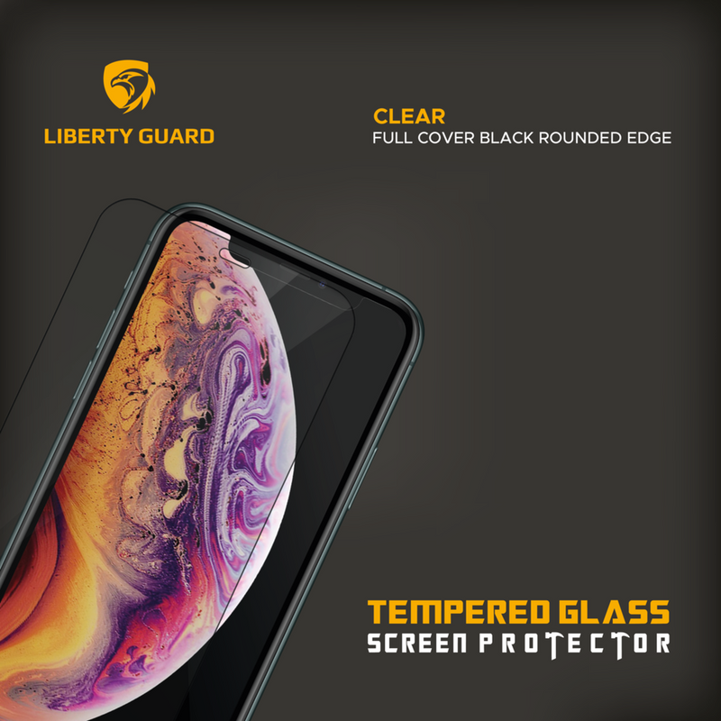 Liberty Guard iPhone 11 Pro 5.8", Full Cover Black Rounded Edge Screen Protector  Anti Shock & Anti Impact. - Black