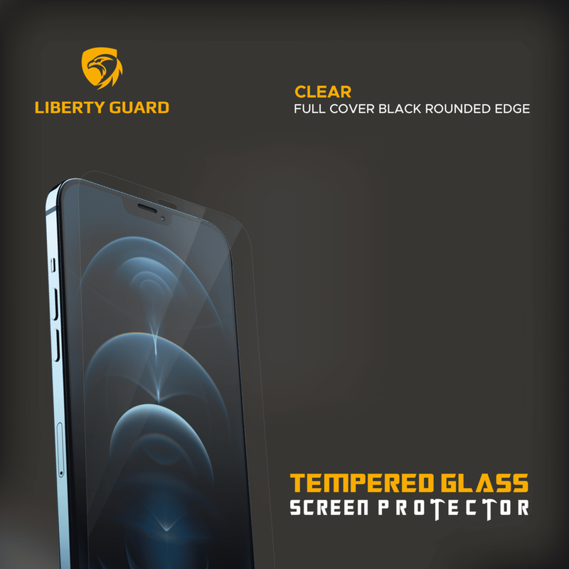 Liberty Guard iPhone 12 Pro Max Full Cover Black Rounded Edge Screen Protector , Anti Shock & Anti Impact. - Black