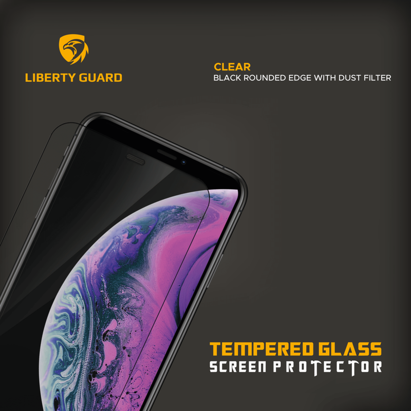 Liberty Guard LGCLRDFBRE11PMXSM 2.5D Full Cover Rounded Edge with Dust Filter Screen Protector  Anti Shock & Anti Impact - Black
