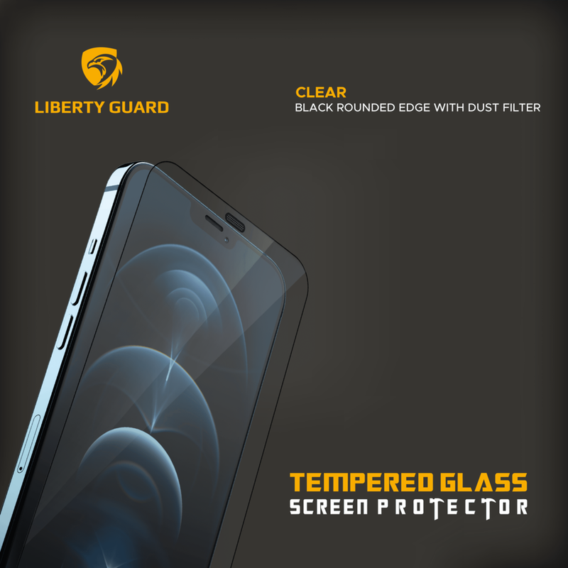 Liberty GuardiPhone 12 Pro Max 2.5D Full Cover Rounded Edge with Dust Filter Screen Protector , Anti Shock & Anti Impact - Black
