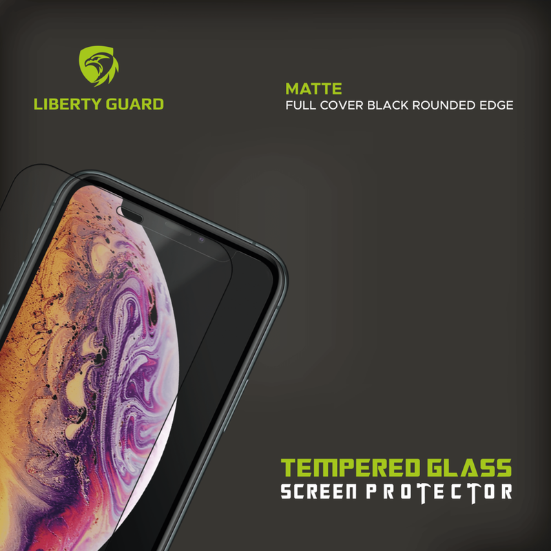 Liberty Guard iPhone 11 Pro 5.8", Matte Full Cover Black Rounded Edge Screen Protector  Anti Shock & Anti Impact. - Clear