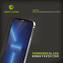Liberty Guard iPhone 13/13 Pro 2.5D Matte Full Cover Rounded Edge with Dust Filter Screen Protector , Anti Shock & Anti Impact - Black