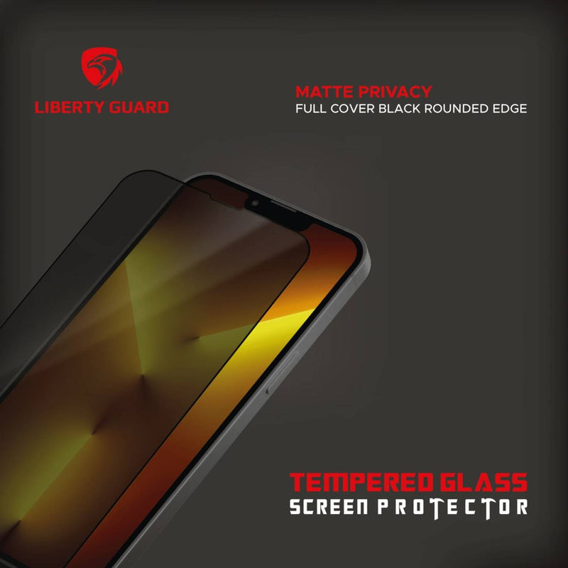 Liberty Guard Matte Privacy Full Cover iPhone 12/12 Pro Rounded Edge Screen Protector , Anti Shock & Anti Impact - Black