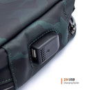 Porodo 8.2 Anti-Theft Storage Bag with Lock, IPX3 Water-Resistant Fabric, 2A USB Charging Connector Blue Camo
